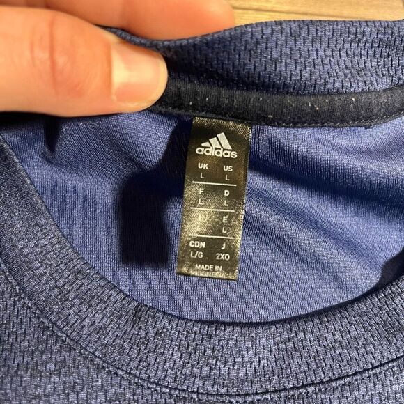 ‎Adidas Blue Athletic Workout Shirt Men Large  Bin D-17 - Picture 4 of 5